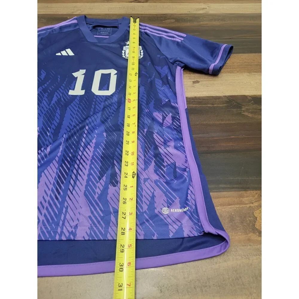 Official Adidas Argentina Away Soccer Jersey 2022 Messi 10 WC Champion Size S